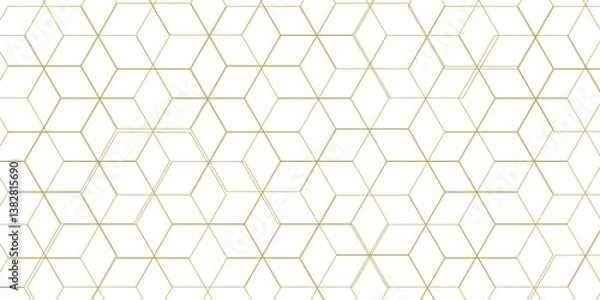 Fototapeta Golden hexagon seamless geometric polygonal repeatable pattern abstract monochrome element modern vector illustrator design in white background used as wallpaper, business card, banner, poster etc.