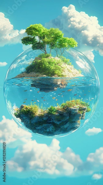 Fototapeta floating island in a bubble