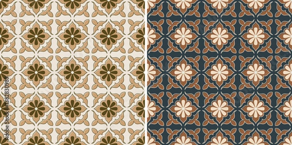 Obraz Damask Turkish Retro Block and Tiles Print Repeat Vector Pattern