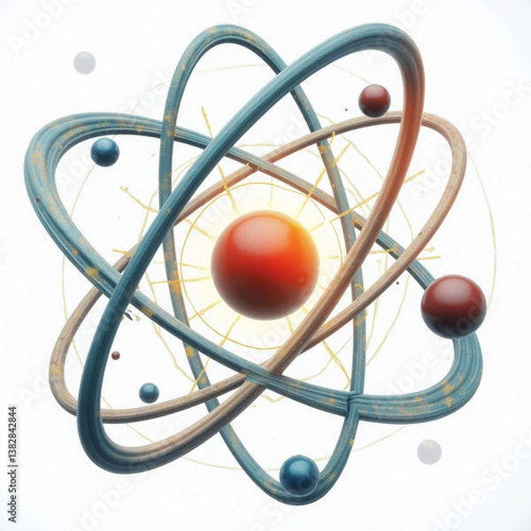 Obraz atom model on white background