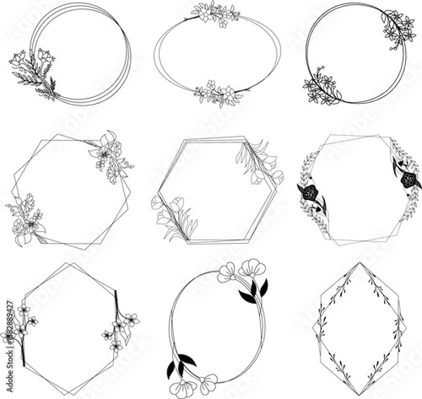 Fototapeta Hand Drawn Floral Frame Vector