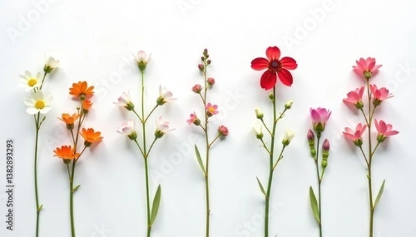 Obraz Delicate, small-scale floral sprigs on white background, subtle, decor