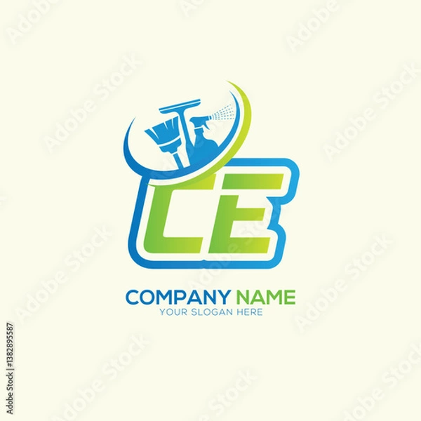 Fototapeta CE EC Letter Local Cleaning vector logo. Cleaning service logo vector
