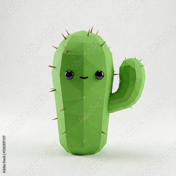 Obraz Low Poly Cute Cactus Render
