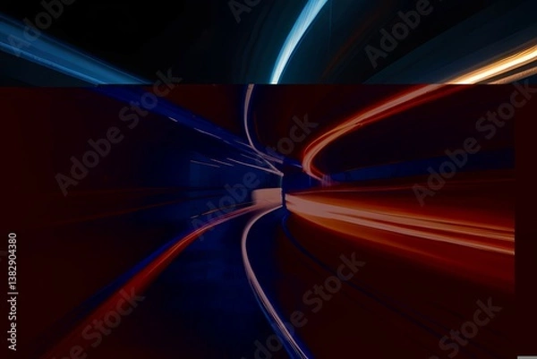 Obraz Trails for a traffic light on a black background