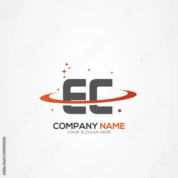 Fototapeta Letter EC CE Modern Planet space logo design With Creative Vector Elements