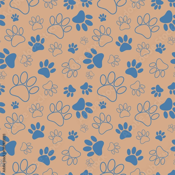 Fototapeta Seamless pet paw pattern background. Seamless Paw Print Background. Eps 10