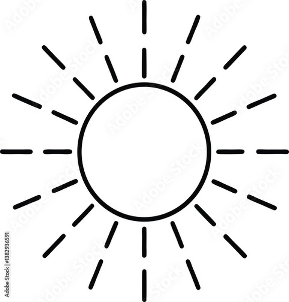 Fototapeta  simple line drawing minimalist sun icon radiotin.
