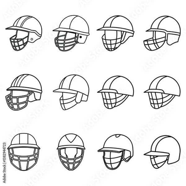 Fototapeta Cricket helmet vector illustration design bundle