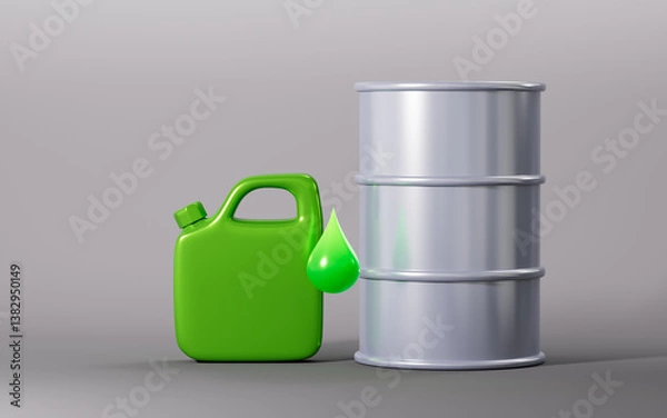 Fototapeta Gasoline with a recyclable logo, Environmental protection concept, 3d rendering.
