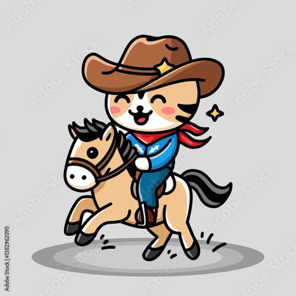 Obraz Cat With Horse Vector 