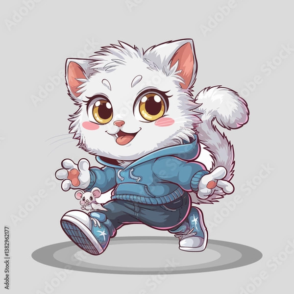 Obraz Cat with mouse vector