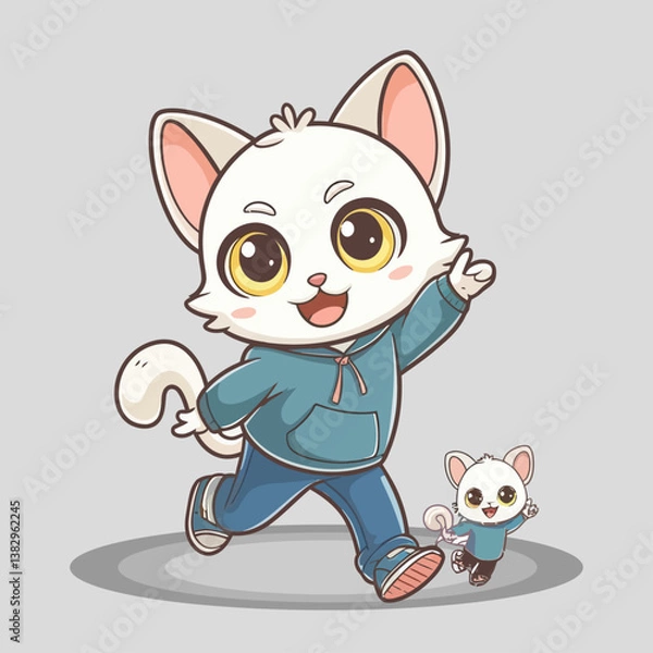Obraz Cat with mouse vector