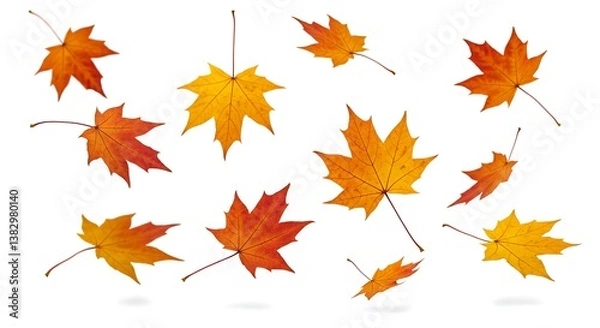 Fototapeta Autumn's Gentle Descent AI Generated