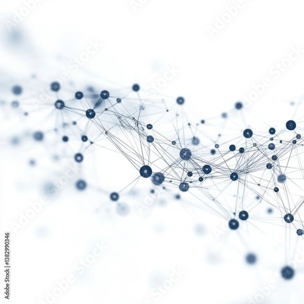 Fototapeta Abstract network connection with nodes and lines on a bright background representing technology innovation and scientific advancement for modern communication