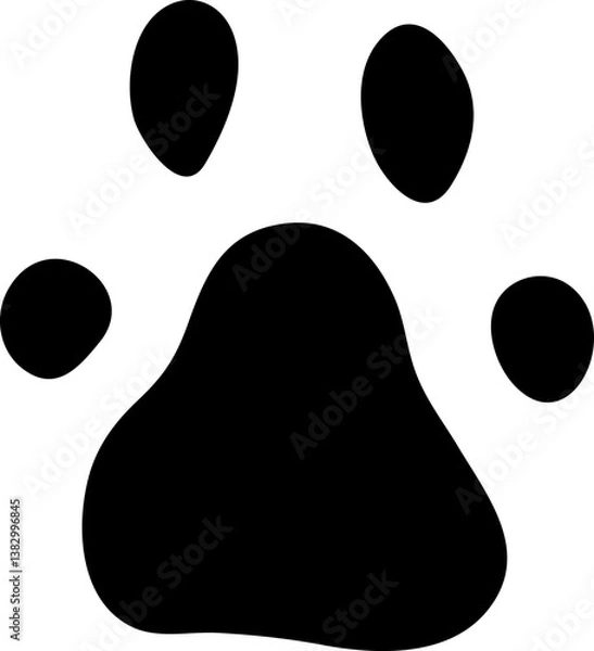 Fototapeta Hand drawn paw doodle. Sketch pets icon. Decoration element. Isolated on white background. Vector illustration