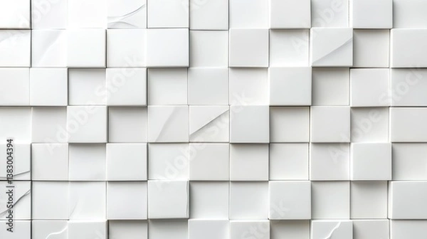 Fototapeta Abstract white ceramic mosaic tile wall texture architectural design contemporary style textured surface