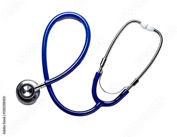 Obraz Blue stethoscope with chrome chest piece isolated on black

