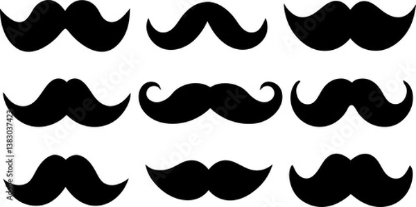 Fototapeta Moustache vector collection & Set of man beard black silhouette vector designs