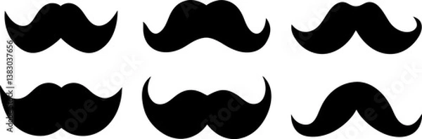 Fototapeta Moustache vector collection & Set of man beard black silhouette vector designs