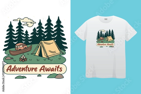 Fototapeta I love camping it's in tents - Camping t-shirt design template