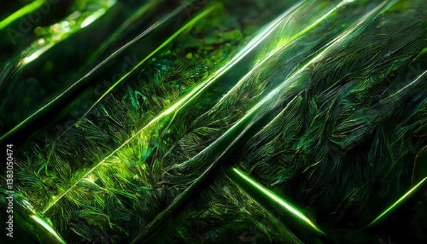 Fototapeta Traffic green Opal green Olive drab texture dark black background, Neon blur glow color light overlay, abstract art and design concept.