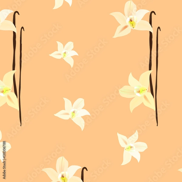 Fototapeta орнамент с цветами ванили, векторная иллюстрация