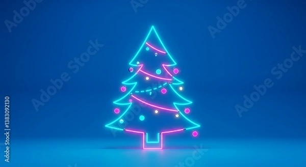 Fototapeta Neon Nights: Festive Glow AI Generated