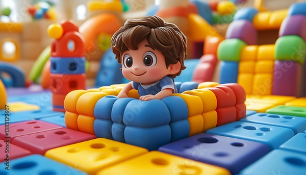 Fototapeta Colorful child figure play area play blocks
