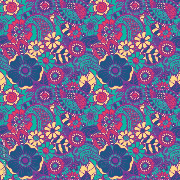 Obraz Paisley seamless colorful pattern