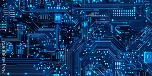 Fototapeta Circuit Board's Complex Design: Exploring Technology's Intricate Pathways