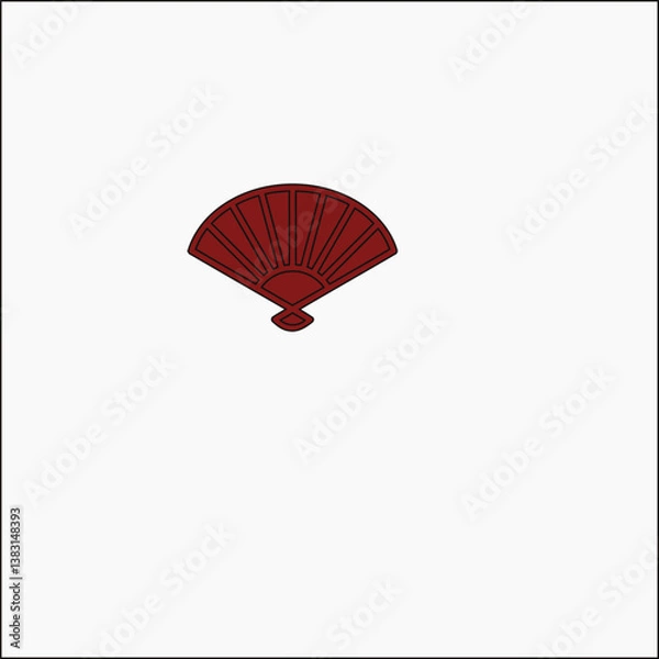 Fototapeta Adobe Illustrator Artwork Elegant Red Fan Icon Against a White Background