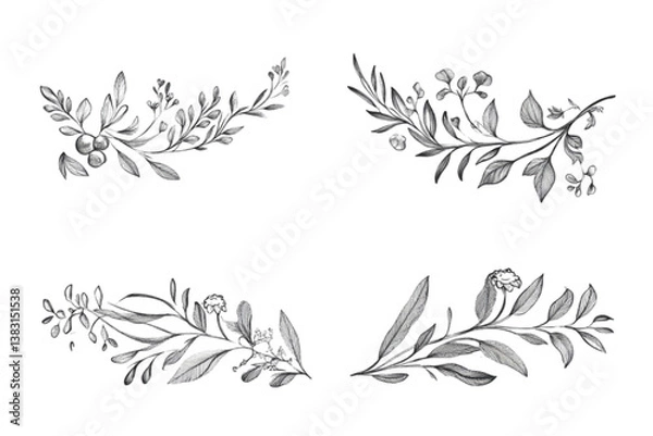 Obraz Hand-Drawn Vector Dividers on White Background png Image 
