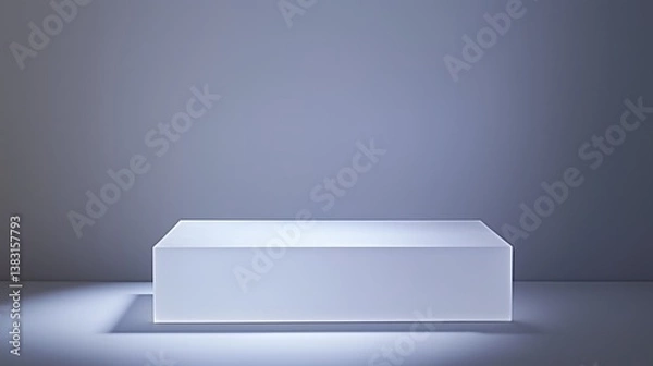 Obraz A Minimalist, High-Resolution Photograph of a Translucent White Acrylic Podium on a Neutral Gray Background, Showcasing Modern Design and Studio Lighting