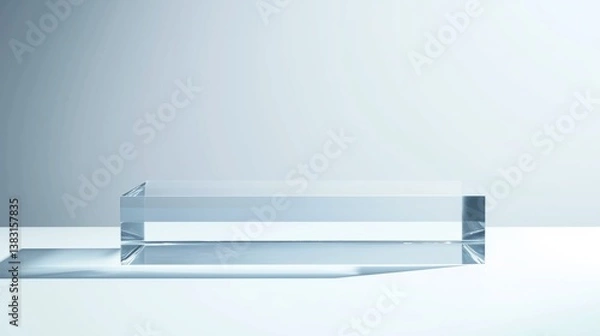 Obraz A High-Resolution Studio Shot of a Modern Clear Acrylic Podium on a Light Gray Background, Showcasing Minimalist Design and Clean Lines