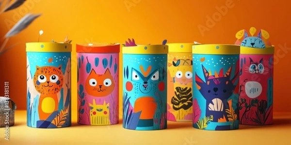 Obraz Vibrant packaging for children toys with playful illustrations
