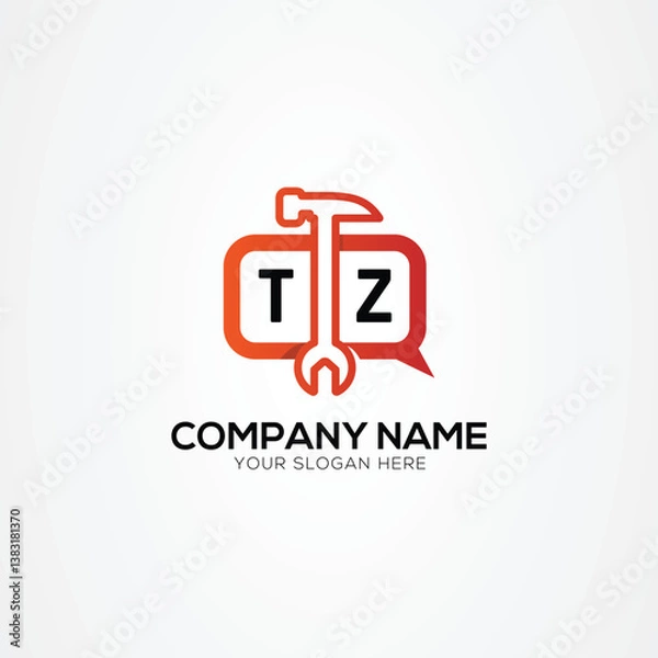 Fototapeta Services Icon or Chat Logo With Letter TZ Logo Isolated Vector Illustration