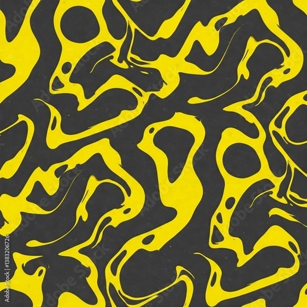 Fototapeta Abstract Yellow and Black Wavy Fluid Pattern