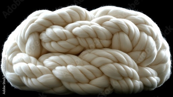 Fototapeta Luxurious Chunky Knit Wool Yarn Texture Cream Colored Soft and Fluffy Close Up