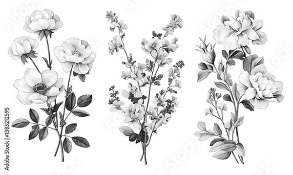 Obraz Floral flower vector Illustrations on white background