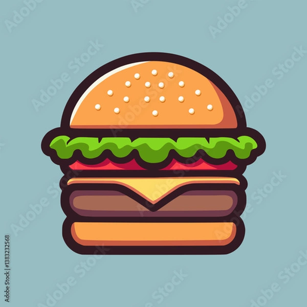 Fototapeta Burger Icon Illustration In Cartoon Style