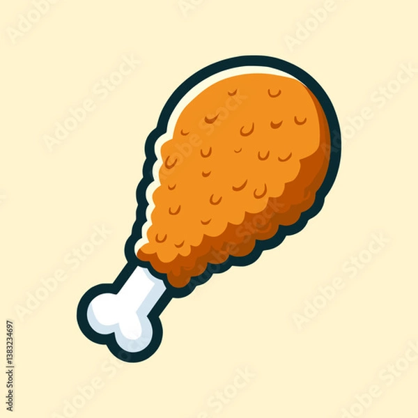 Fototapeta Illustration of Fried Chicken in Cartoon Style