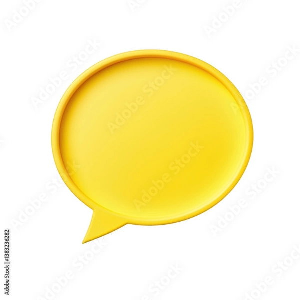 Fototapeta A simple yellow speech bubble icon with a black background in a digital rendering style