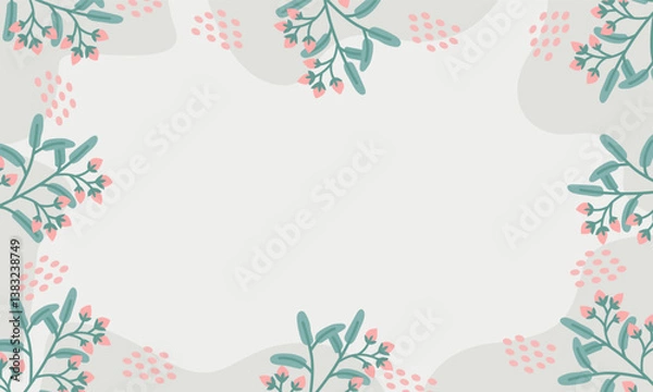 Obraz Leafs background vector. Minimalist hand drawn florals banner. 