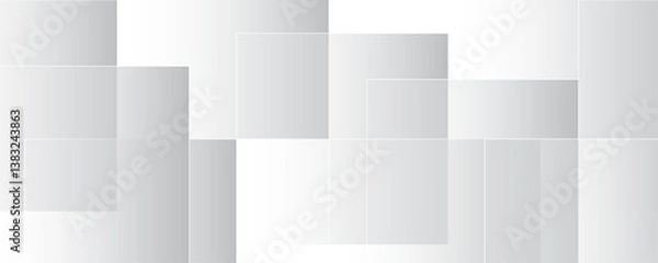 Obraz Modern and minimal concept white and gray abstract square pattern background. Elegant  geometric background with copy space template design for business, presentation, banner.