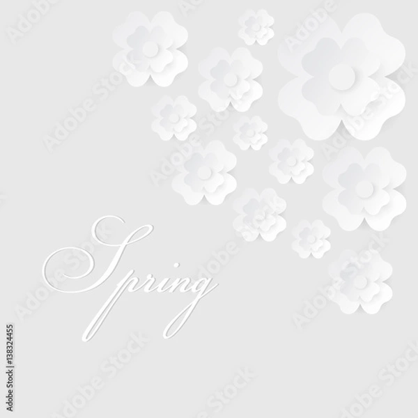 Fototapeta Abstract vector background with paper flowers