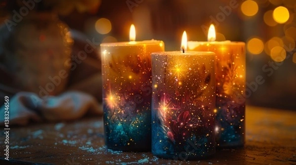 Obraz Enchanting Candles Glowing with Warm Light Creating a Cozy and Inviting Atmosphere