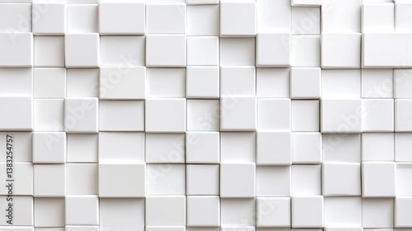 Fototapeta Elegant abstract white ceramic mosaic tile wall texture modern interior art background minimalist style