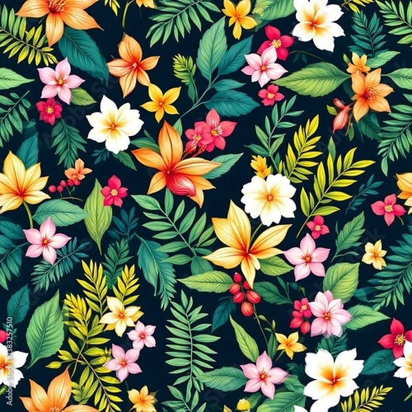 Fototapeta Floral design pattern digital background textile art colorful creative nature