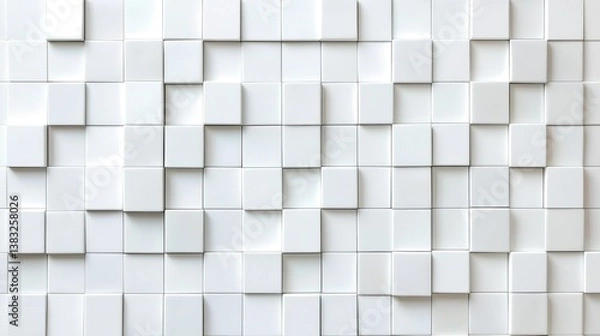 Fototapeta Abstract white ceramic mosaic tile wall texture art modern design indoor environment aesthetic viewpoint